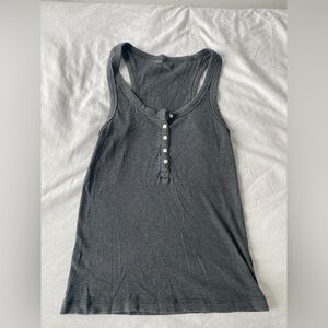 Aerie Charcoal Button-Front Tank Top